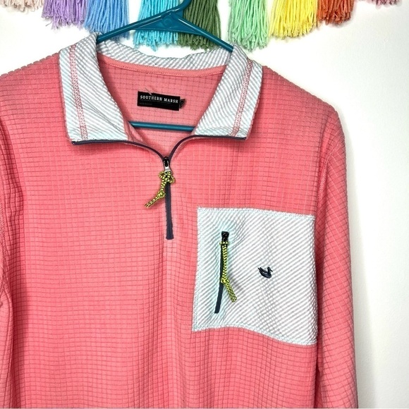 Southern Marsh Pink and Blue Pull Over Sweatshirt Popover 1/2 Zip Size XS - Picture 16 of 16
